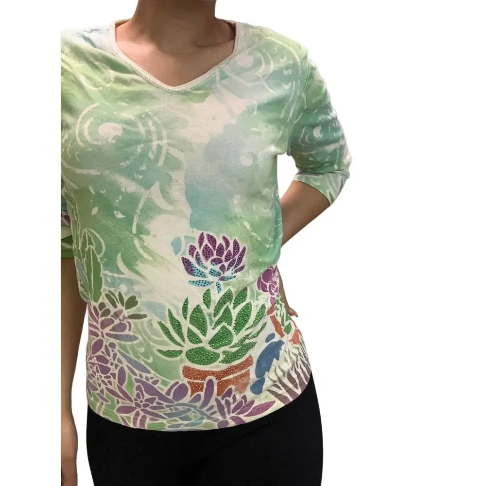 Cactus Bay Apparel Women's Colorful Rhinestone Top - Picture 4 of 5